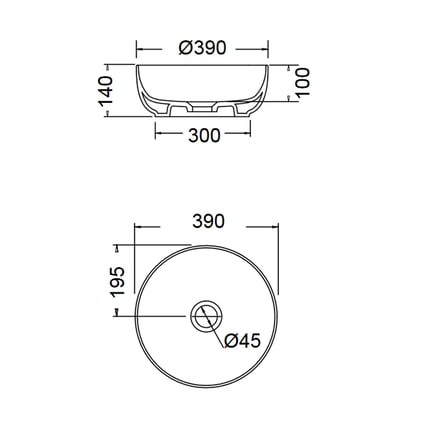 Νιπτήρας Μαρμάρινος Thalo Marquina Nero Ø39cm